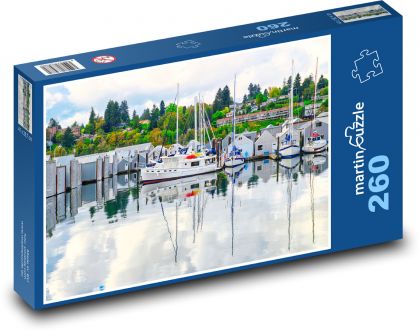 Łódź - port - Puzzle 260 elementów, rozmiar 41x28,7 cm