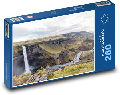 Háifoss - Islandia, wodospad - Puzzle 260 elementów, rozmiar 41x28,7 cm
