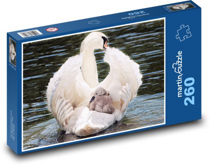 Łabędź z dzieckiem - Puzzle 260 elementów, rozmiar 41x28,7 cm