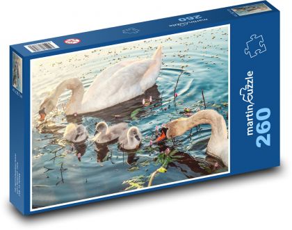 Rodzina łabędzi - Puzzle 260 elementów, rozmiar 41x28,7 cm