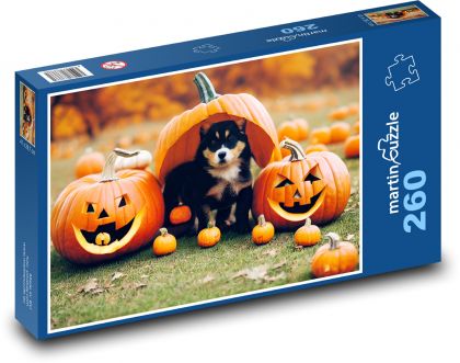 Halloween - szczeniak - Puzzle 260 elementów, rozmiar 41x28,7 cm