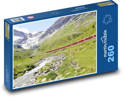 Vlak - švajčiarske hory - Puzzle 260 dielikov, rozmer 41x28,7 cm