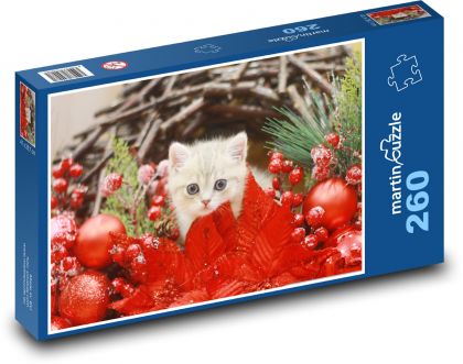 Mačky a vianočné ozdoby - Puzzle 260 dielikov, rozmer 41x28,7 cm
