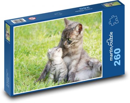 Matka kočka s kotětem - puzzle 260 dílků