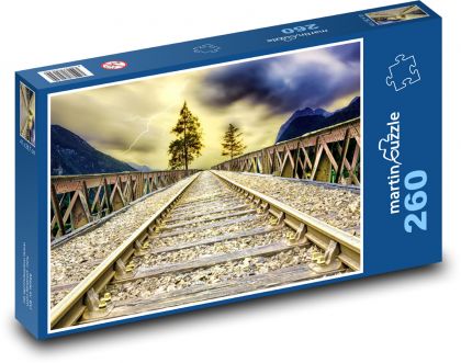 Západ slnka nad koľajami - Puzzle 260 dielikov, rozmer 41x28,7 cm