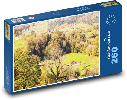 Domek w górach - Puzzle 260 elementów, rozmiar 41x28,7 cm