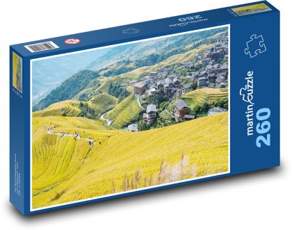 Radové polia - Čína - Puzzle 260 dielikov, rozmer 41x28,7 cm