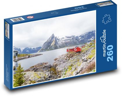 Jezioro - góry, Norwegia - Puzzle 260 elementów, rozmiar 41x28,7 cm