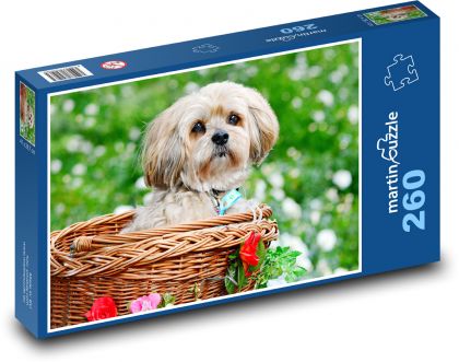 Dog in Basket - Puzzle 260 pieces, size 41x28.7 cm 