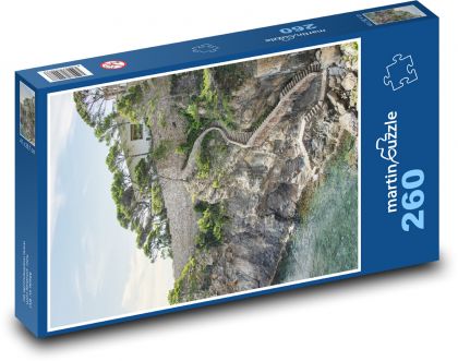 Costa Brava - schody k moru - Puzzle 260 dielikov, rozmer 41x28,7 cm