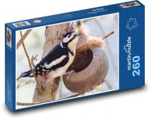 Strakapoud veľký - vták Puzzle 260 dielikov - 41 x 28,7 cm