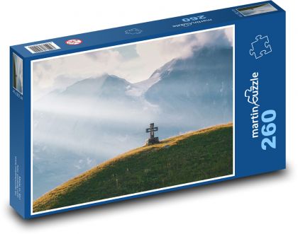 Krajina - hory, kříž - puzzle 260 dílků