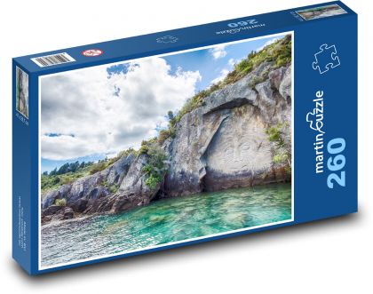 Nový Zéland - malba na skále - puzzle 260 dílků