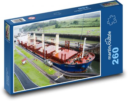 Statek towarowy - Kanał Panamski - Puzzle 260 elementów, rozmiar 41x28,7 cm