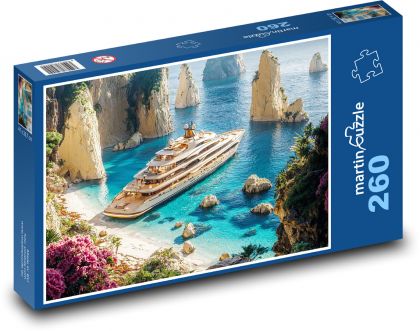 Jachta pri pobreží - Puzzle 260 dielikov, rozmer 41x28,7 cm