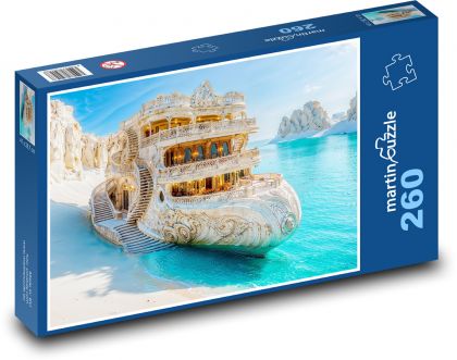 Luxury boat on the beach - Puzzle 260 pieces, size 41x28.7 cm 