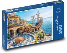 Steinhaus und Piratenschiff Puzzle 260 Teile - 41 x28,7 cm