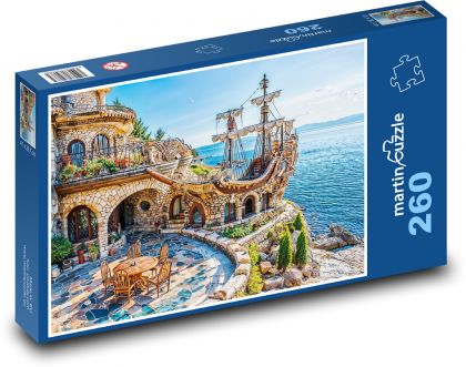Steinhaus und Piratenschiff - Puzzle - 260 Teile