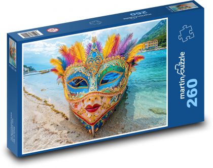 Gondola - Benátska maska - Puzzle 260 dielikov, rozmer 41x28,7 cm