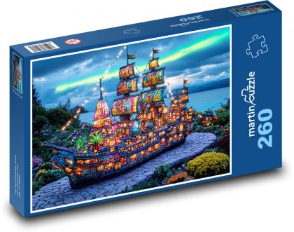 Ship - colored lights - Puzzle 260 pieces, size 41x28.7 cm 