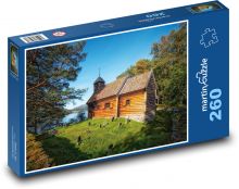 Drewniany kościół Puzzle 260 elementów - 41x28,7 cm