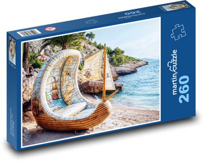Loď na pláži - puzzle 260 dílků