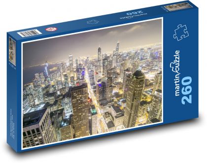 Chicago v noci - panoráma - Puzzle 260 dielikov, rozmer 41x28,7 cm