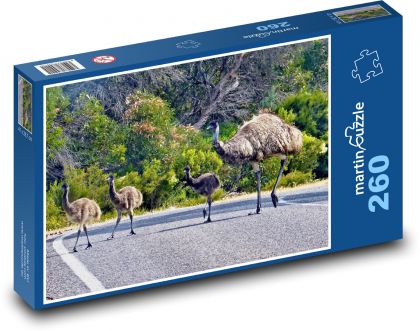Struś emu z młodymi - Puzzle 260 elementów, rozmiar 41x28,7 cm