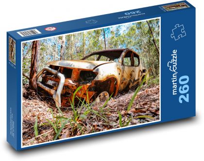 Ohořelé auto - terení auto - puzzle 260 dílků