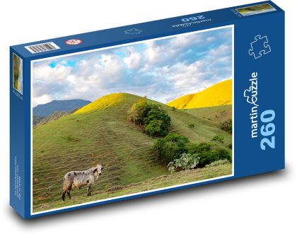 Krowa - bydło, natura - Puzzle 260 elementów, rozmiar 41x28,7 cm