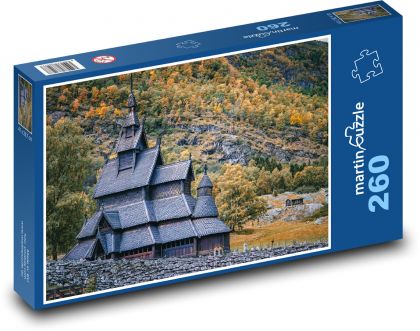 Nórsko - kostol - Puzzle 260 dielikov, rozmer 41x28,7 cm