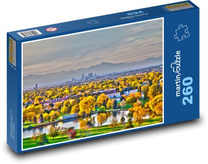 Miasto - jesień - Puzzle 260 elementów, rozmiar 41x28,7 cm