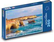 Skalnaté pobřeží - moře, Kypr Puzzle 260 dílků - 41 x 28,7 cm