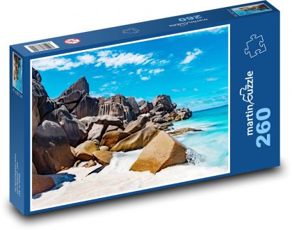 Seszele - kamienie bazaltowe - Puzzle 260 elementów, rozmiar 41x28,7 cm