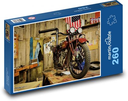 Garáž - dílna, motorka - puzzle 260 dílků