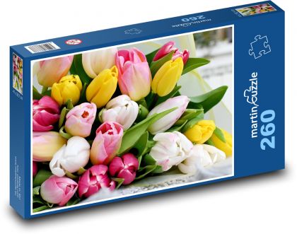 Farebné tulipány - Puzzle 260 dielikov, rozmer 41x28,7 cm