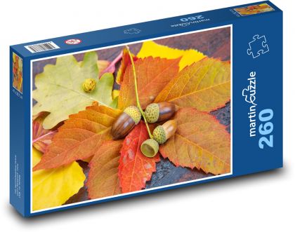 Oak leaves - acorns, autumn - Puzzle 260 pieces, size 41x28.7 cm 