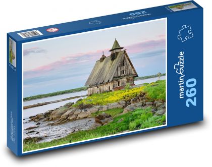 Drevenica pri jazere - Puzzle 260 dielikov, rozmer 41x28,7 cm