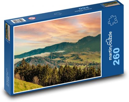 Górski krajobraz o zachodzie słońca - Puzzle 260 elementów, rozmiar 41x28,7 cm