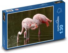 Plameňáci s hlavami pod vodou Puzzle 130 dílků - 28,7 x 20 cm