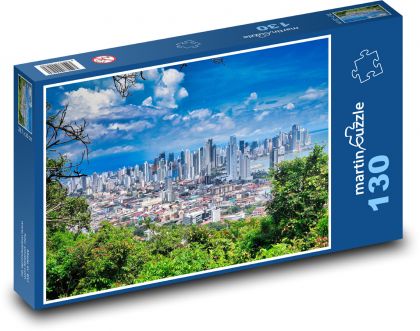 Wieżowce w mieście - Puzzle 130 elementów, rozmiar 28,7x20 cm