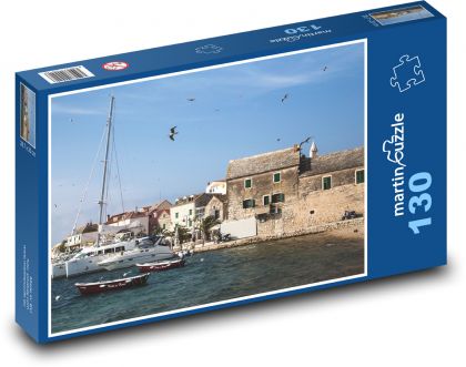 Chorvátsko - prístav, lode - Puzzle 130 dielikov, rozmer 28,7x20 cm 