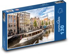 Loď na řece v přístavu Puzzle 130 dílků - 28,7 x 20 cm