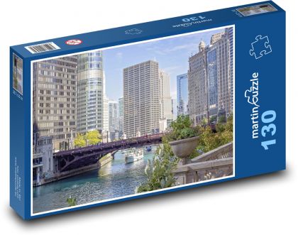 Řeka - Chicago, domy - puzzle 130 dílků