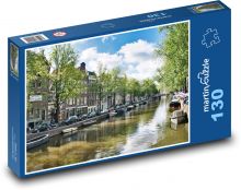 Amstrdam - Holandsko, kanál Puzzle 130 dielikov - 28,7 x 20 cm 
