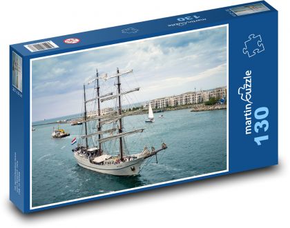 Boat - city, port - Puzzle 130 pieces, size 28.7x20 cm 