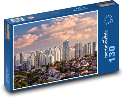 Budovy - mesto, západ slnka - Puzzle 130 dielikov, rozmer 28,7x20 cm 