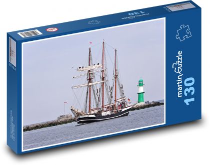 Ship - lighthouse, sea - Puzzle 130 pieces, size 28.7x20 cm 