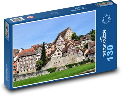 Středověké město - domy, stavby - Puzzle 130 dílků, rozměr 28,7x20 cm