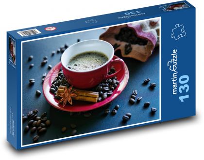 Kávové zrná - káva - Puzzle 130 dielikov, rozmer 28,7x20 cm 